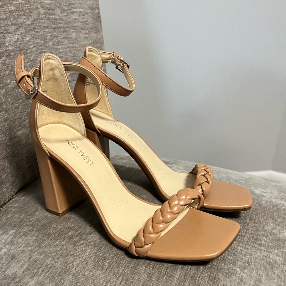 Nine West Block Heels With Square Toe- Shade: Nude - image 1